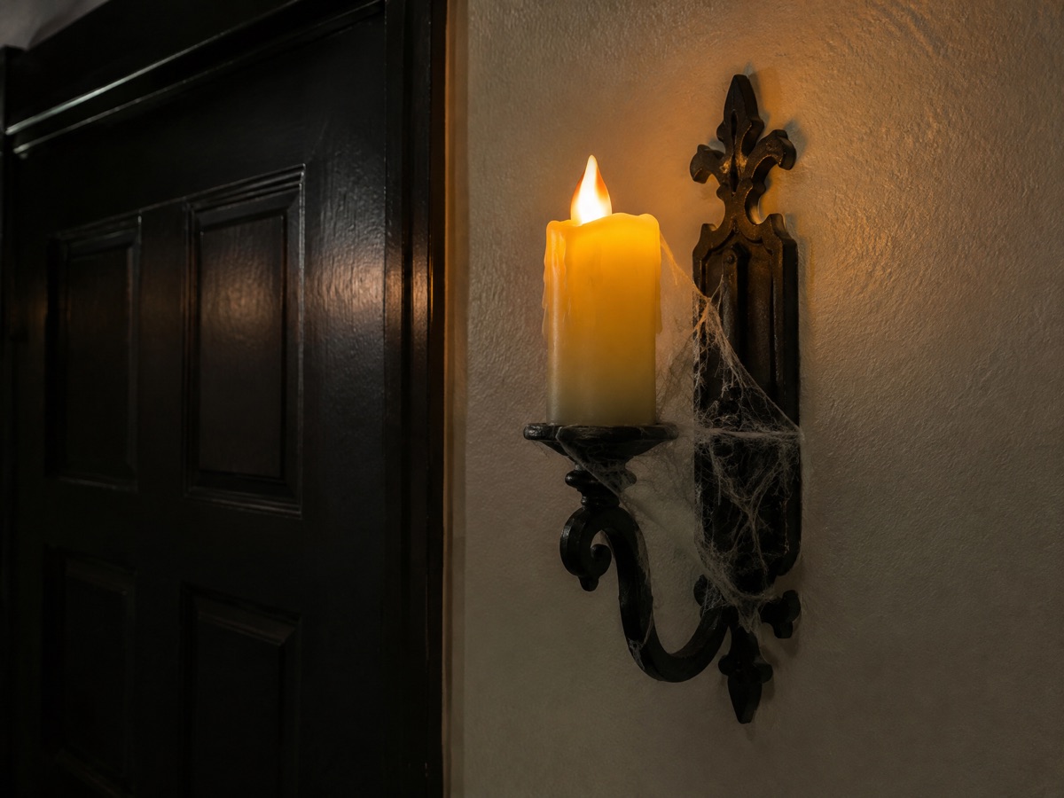 Stick-On Wall Sconce for a gothic apartment entryway