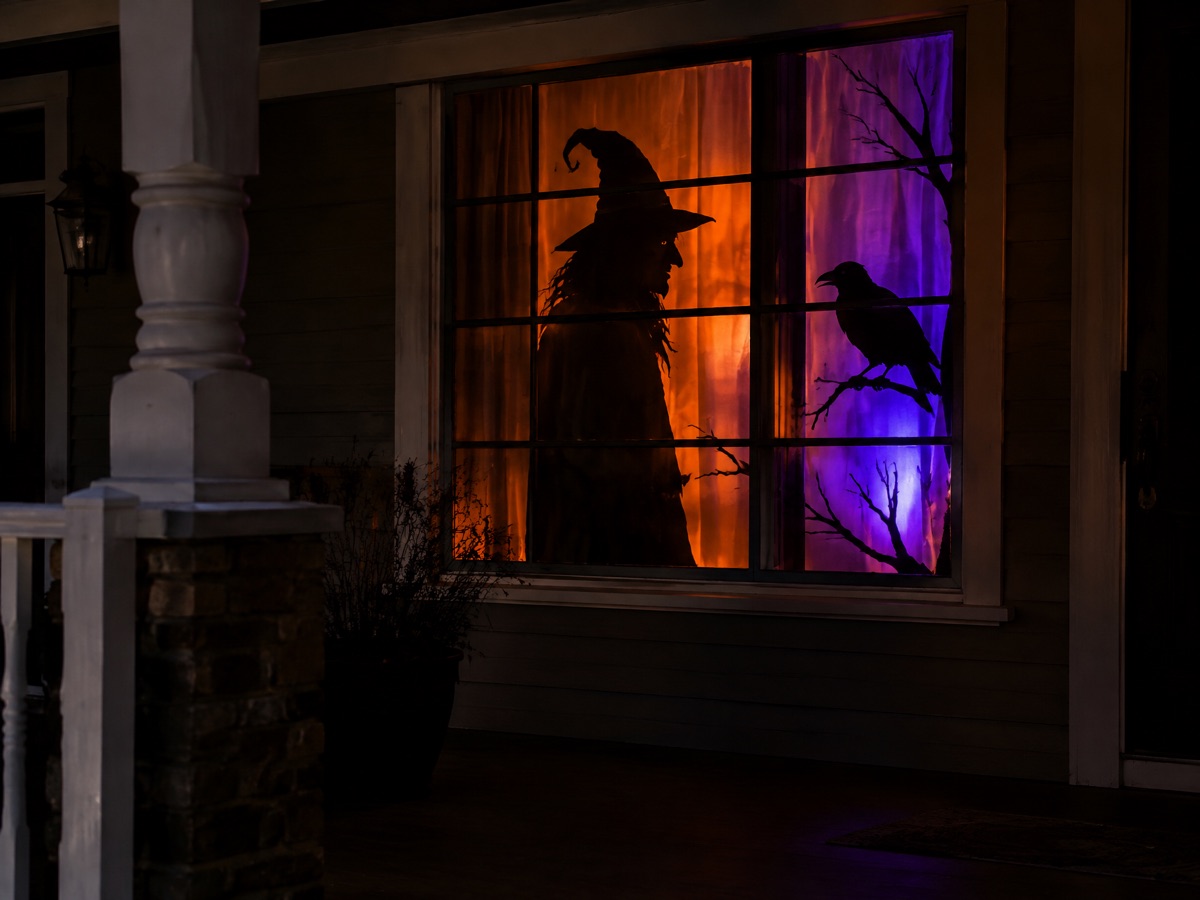 Window Silhouettes for a gothic Halloween front porch